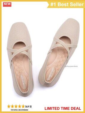 Mary Jane Flats Square Toe Cross Strap Ballerina Comfort Work Shoes